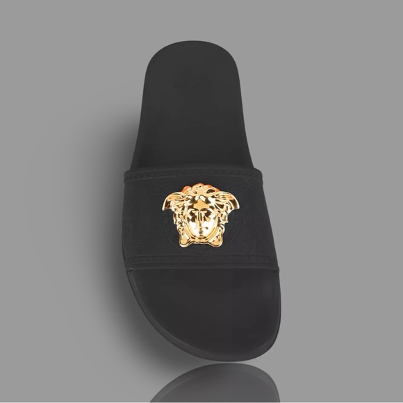 Versace Gold La Medusa Gomma Slides - Picture 4 of 6